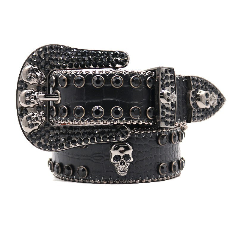 Hip-hop punk rhinestone belt skull accessories