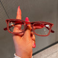Trendy punk glasses diamond-encrusted anti-blue light retro