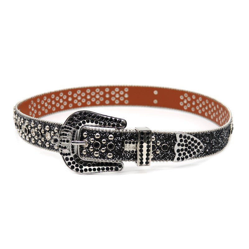 Hip-hop punk rhinestone belt crown y2k punk belt