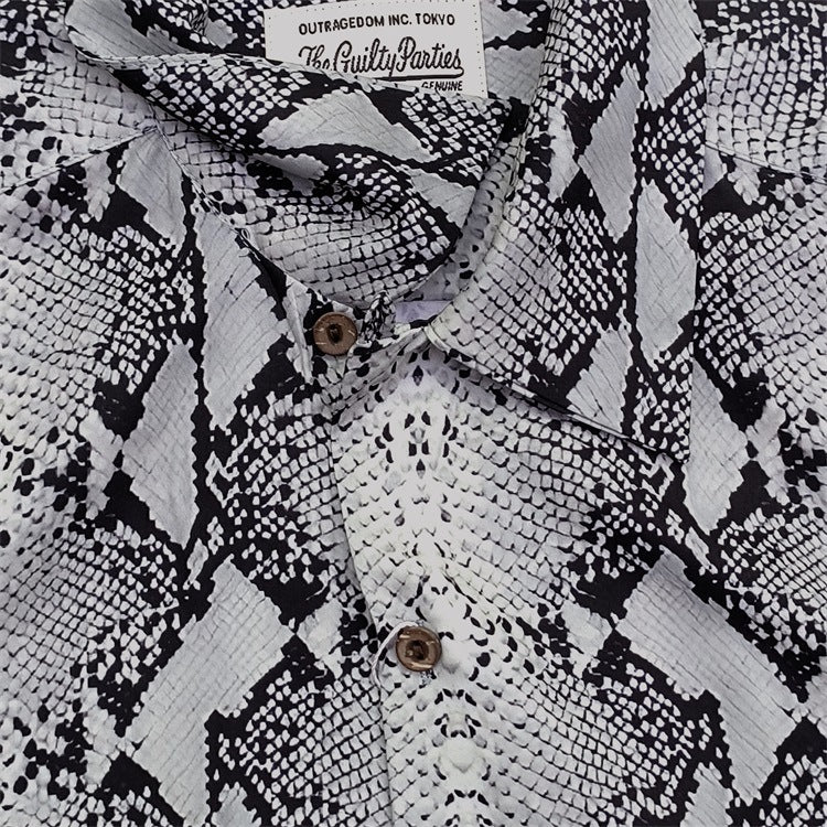 GUILTYPARTIES TIGER Long sleeved shirt Heaven, snake rayon Hawaiian long-sleeved shirt men