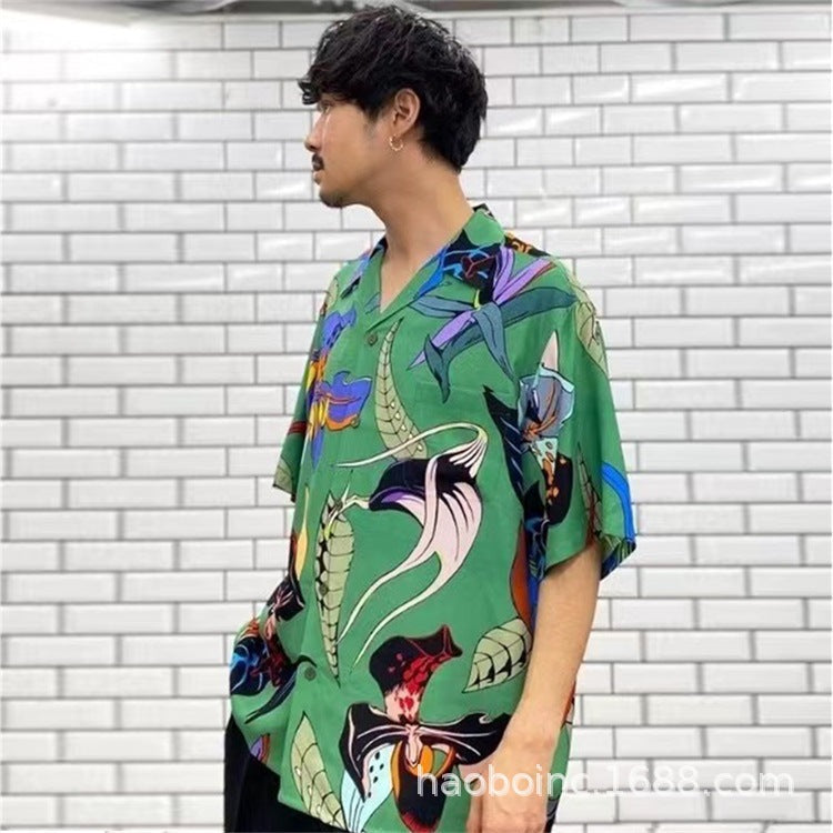 GUILTYPARTIES TIGER Shirts 22ss HAWAIIAN SHIR Hawaiian Short Sleeve Shirt Men