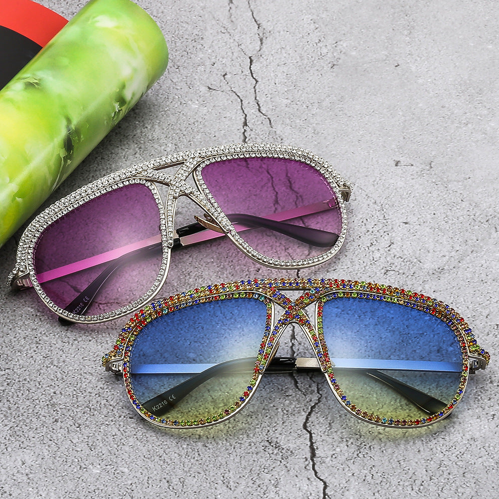 Trendy punk glasses diamond retro