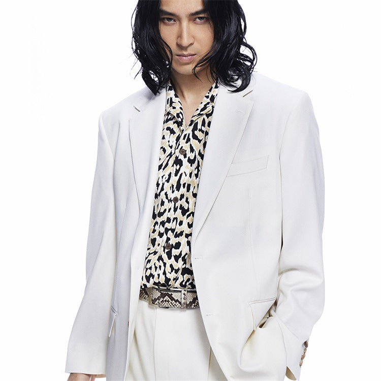 GUILTYPARTIES TIGER Shirts 23SS LEOPARD OPEN Leopard print Hawaiian short-sleeved shirt men