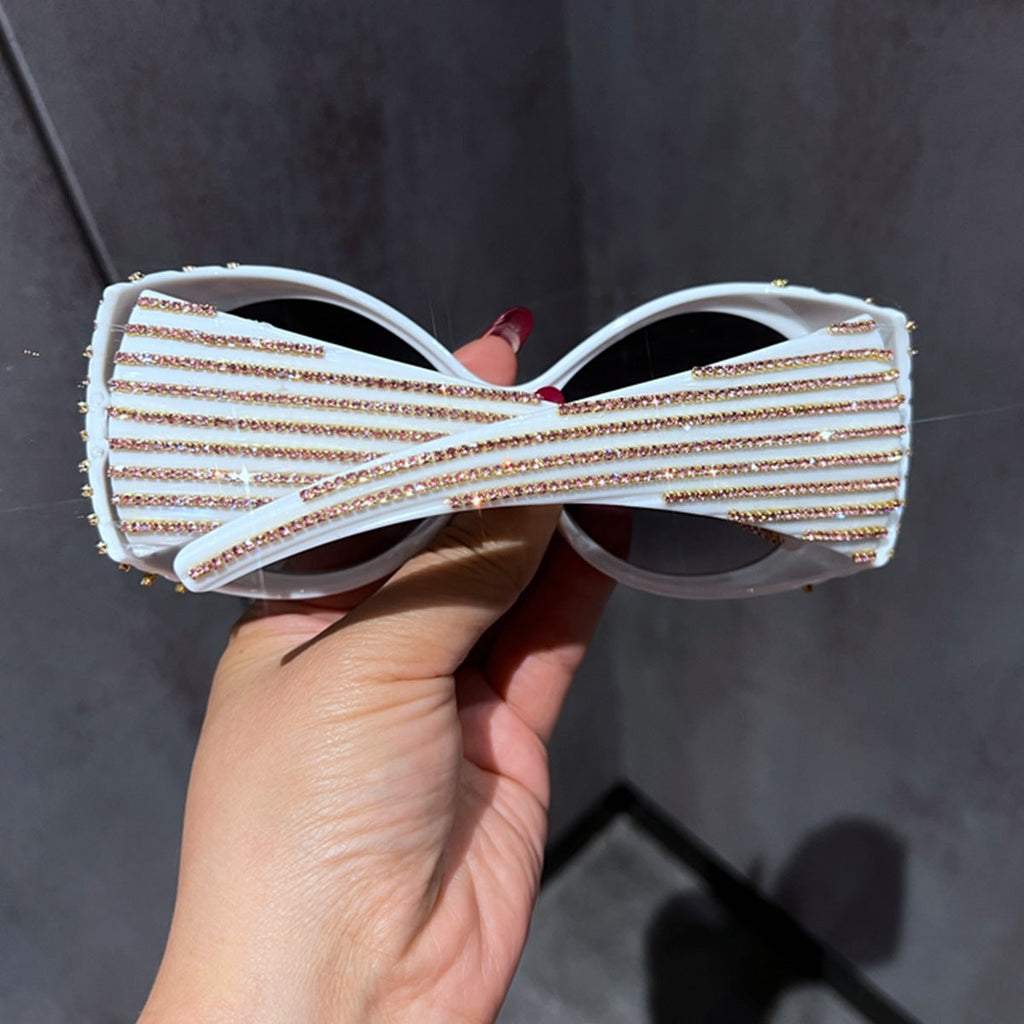 Trendy punk glasses retro round diamond