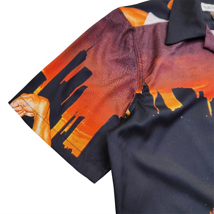 GUILTYPARTIES TIGER Shirts 23AW Kowajiro, 8th Anniversary Photography Hawaiian Short Sleeve Shirt Men