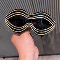 Trendy punk glasses one-piece shaped mouth pearl lines