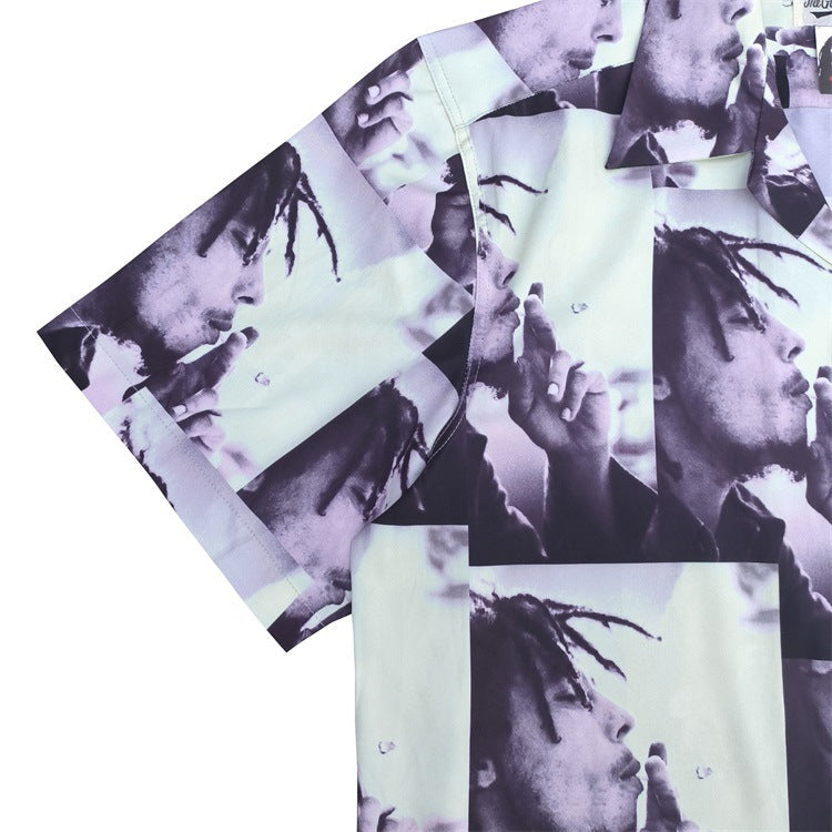 GUILTYPARTIES TIGER Shirts 22ss Joint Bob Marley Hawaiian Casual Print Short Sleeve Shirt Men