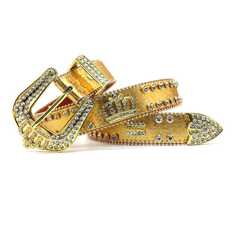 Hip-hop punk rhinestone belt crown rhinestone