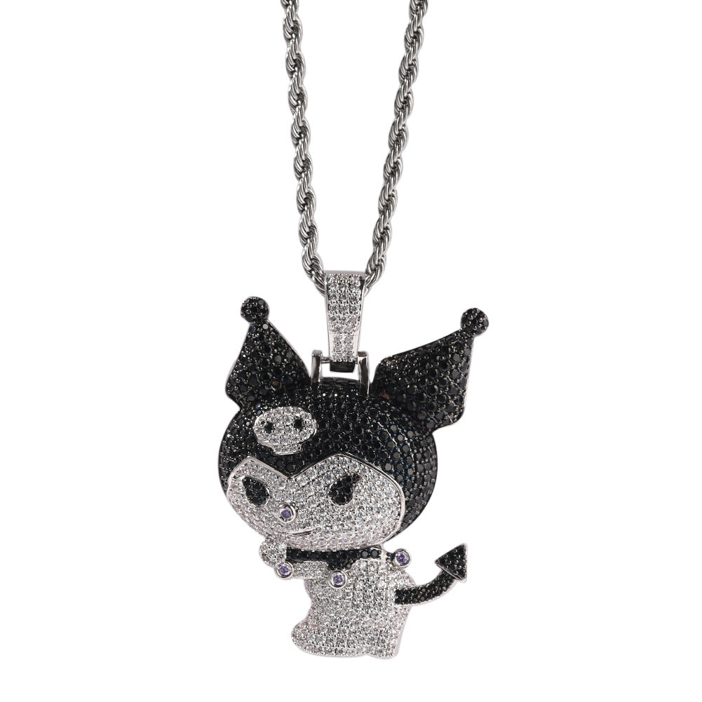 Jewelry Copper Zircon Little Demon Kuromi Necklace Design Sense Angel Pieces St. Valentine's Spectrum