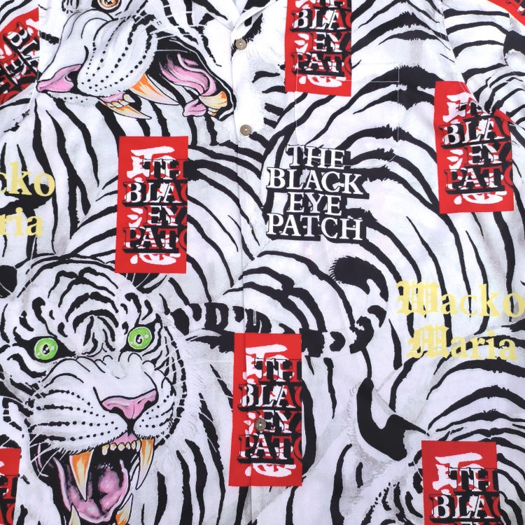 GUILTYPARTIES TIGER Shirts Summer Festival Black Eyed Tiger Flowing Cloud Hawaiian Short Sleeve Shirt Men