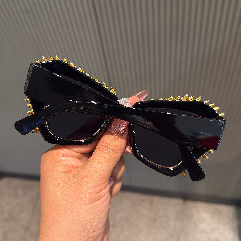 Trendy punk glasses flash diamond
