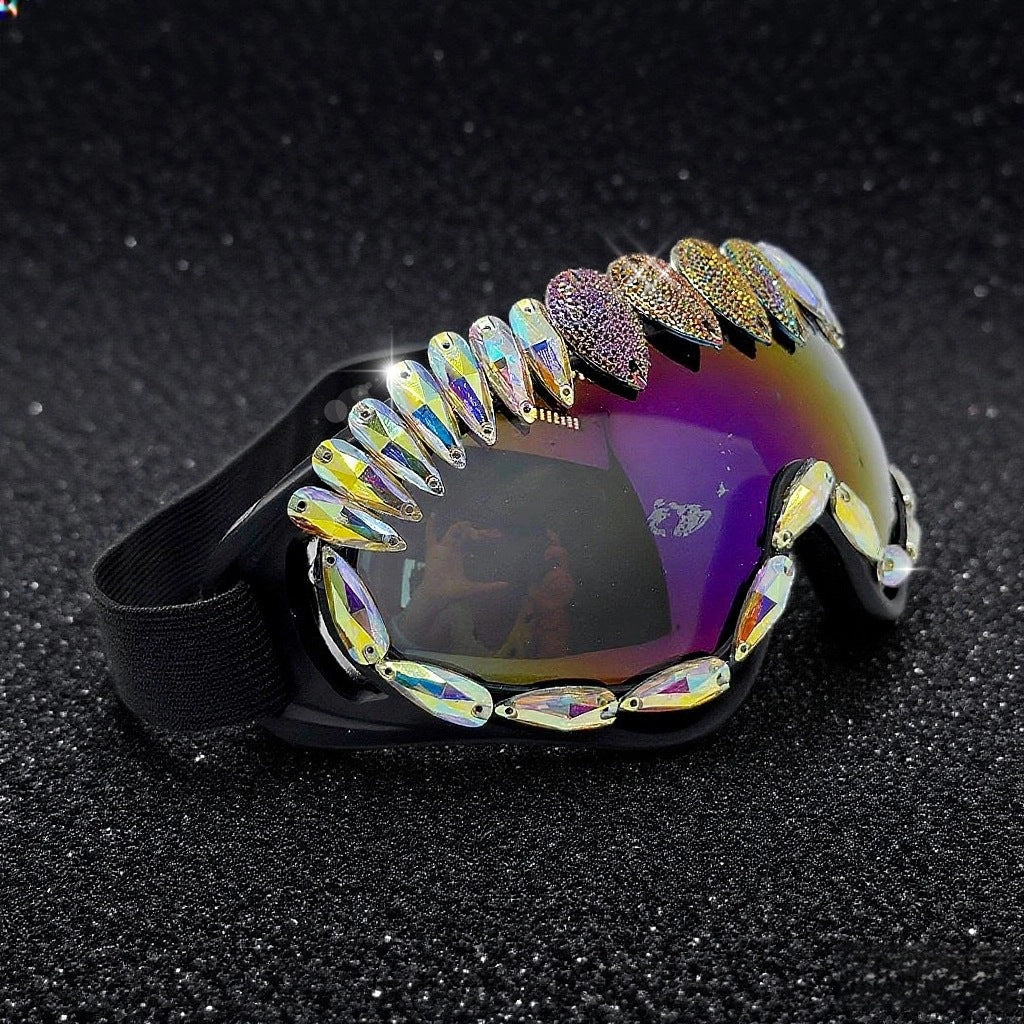 Trendy punk glasses colorful crystal
