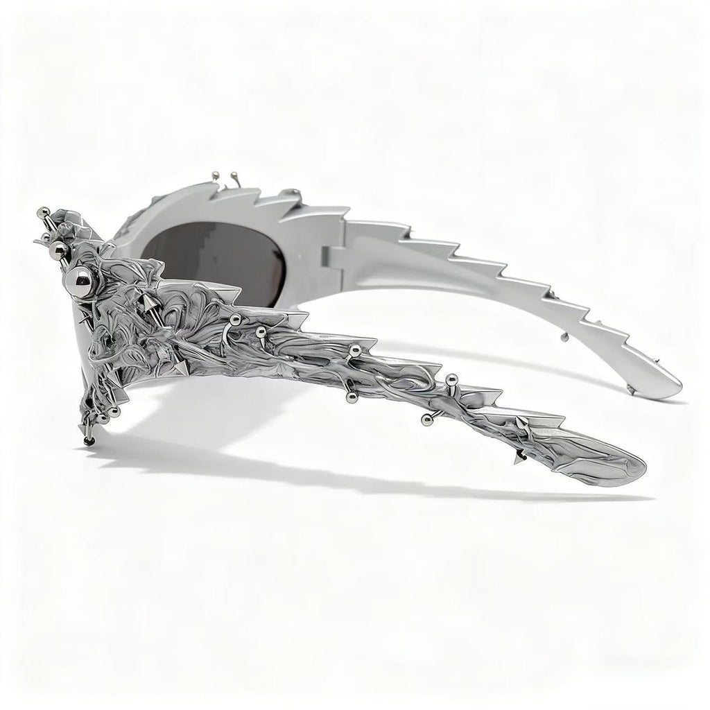 Trendy punk glasses dark asymmetrical frame