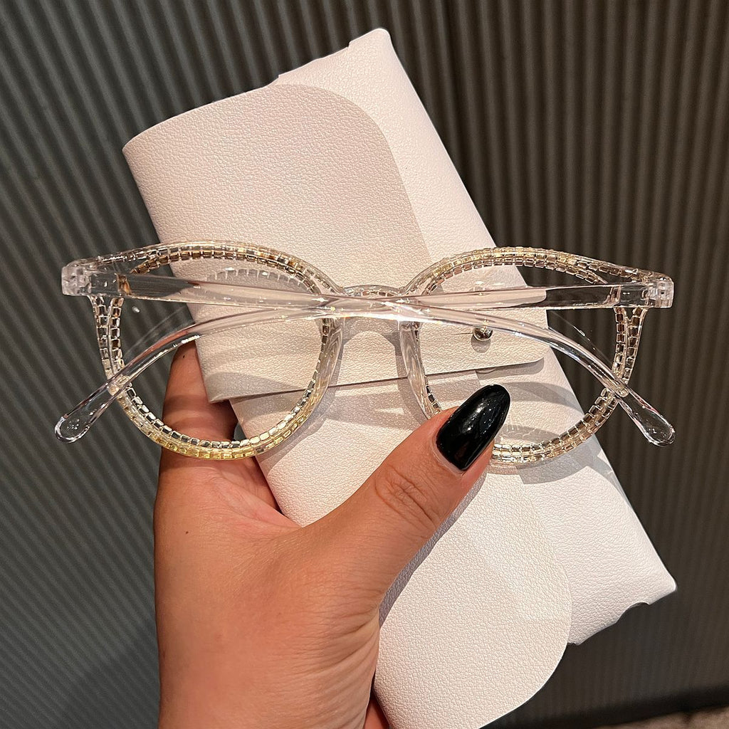 Trendy punk glasses diamond retro anti-blue light