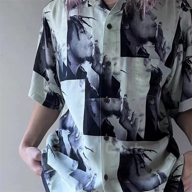 GUILTYPARTIES TIGER Shirts 22ss Joint Bob Marley Hawaiian Casual Print Short Sleeve Shirt Men