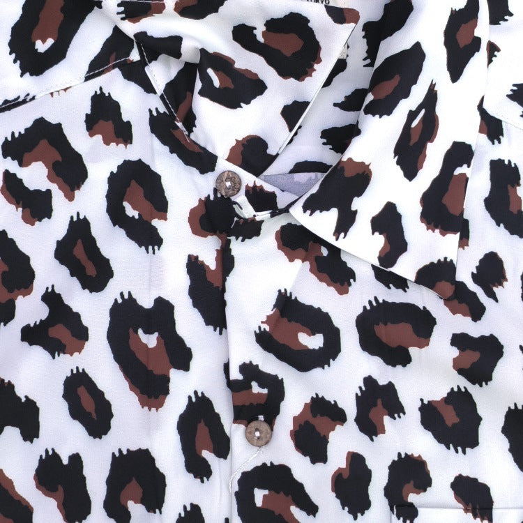 GUILTYPARTIES TIGER Shirts 23SS LEOPARD OPEN Leopard print Hawaiian short-sleeved shirt men