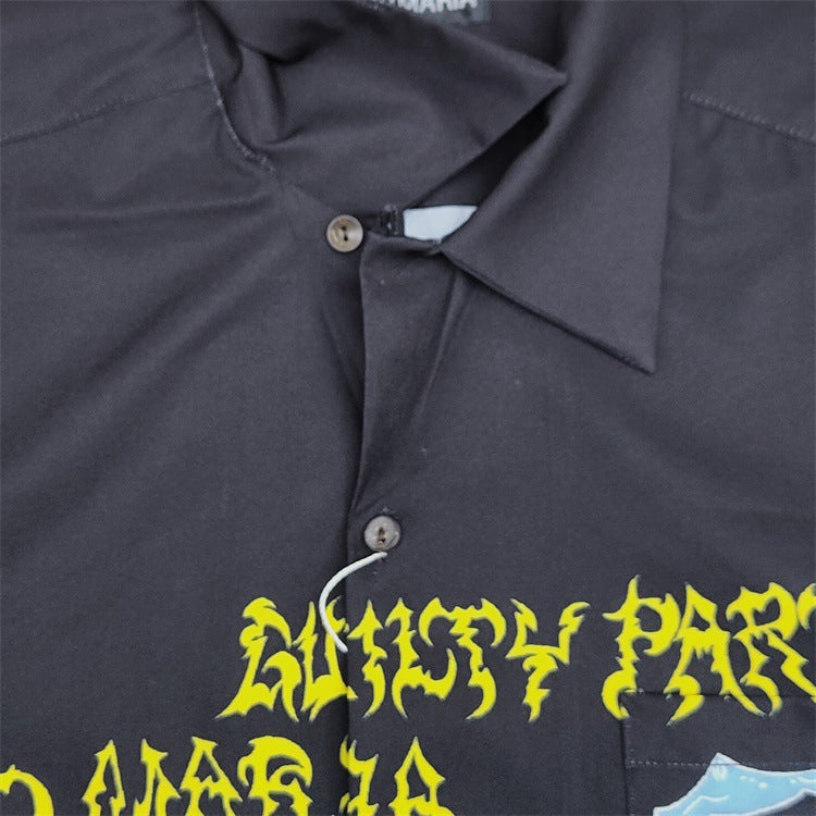 GUILTYPARTIES TIGER Shirts Ghost Graffiti Hairy Hand Illustration Hawaiian Short Sleeve Shirt