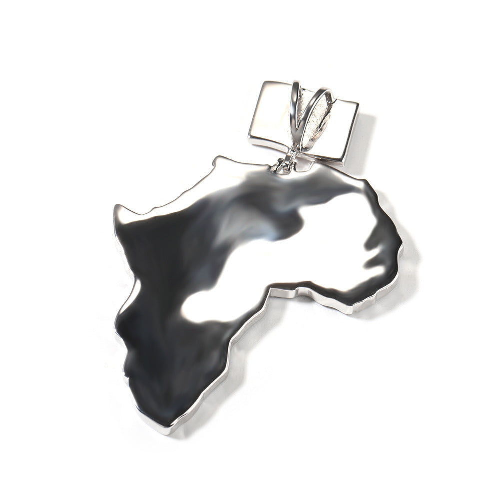 Jewelry Hip Hop Map Pendant Copper Set Zircon Necklace Spectrum