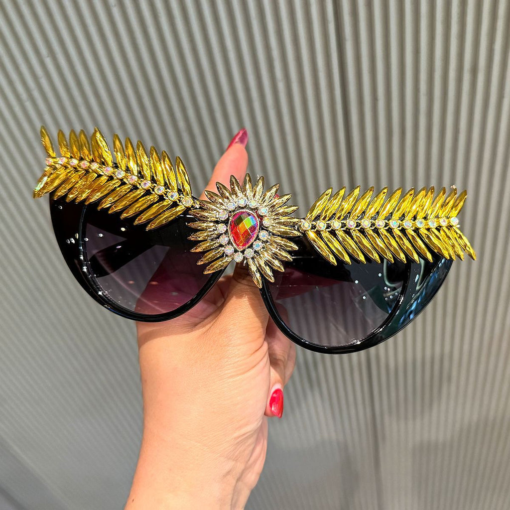 Trendy punk glasses large frame retro