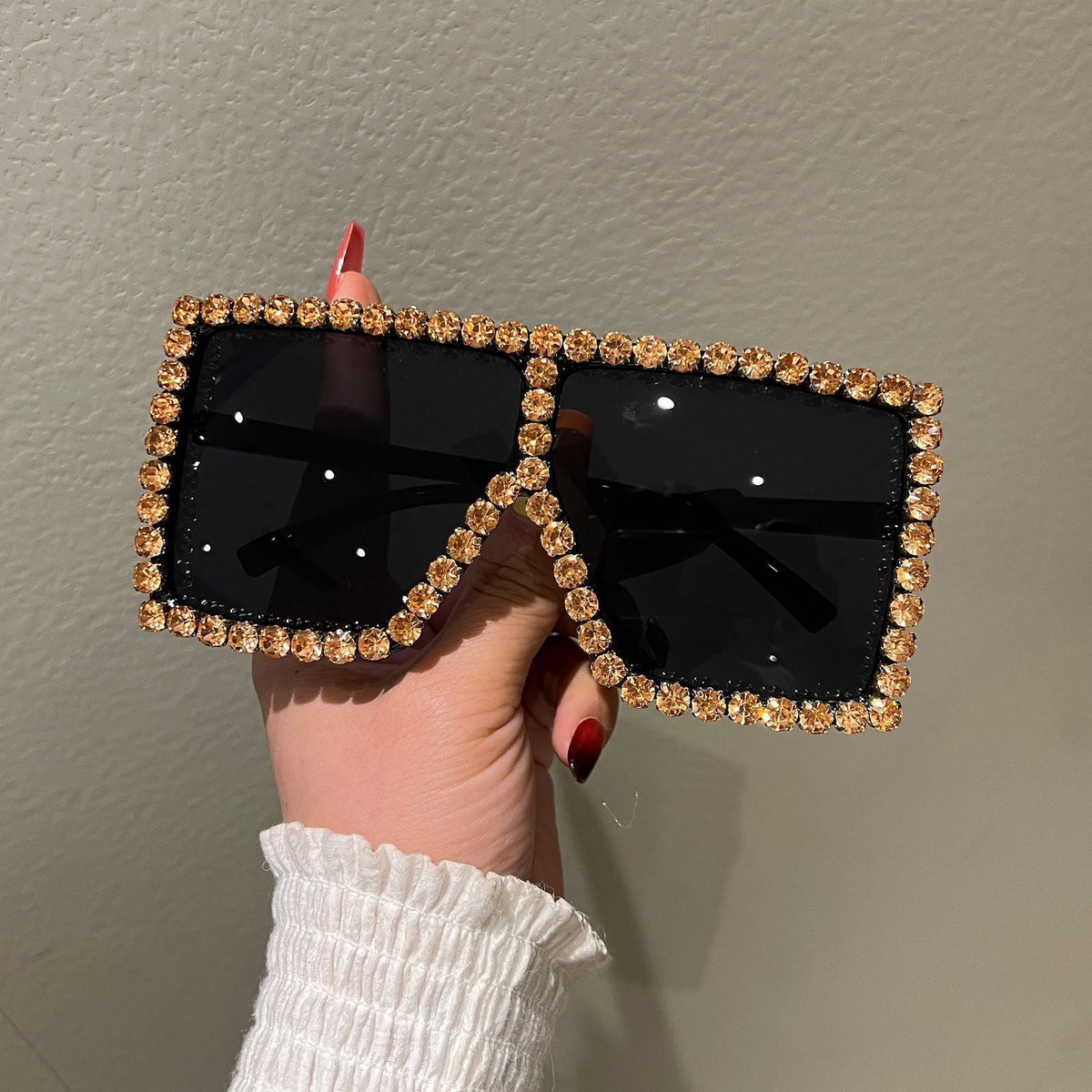 Trendy punk glasses with diamonds