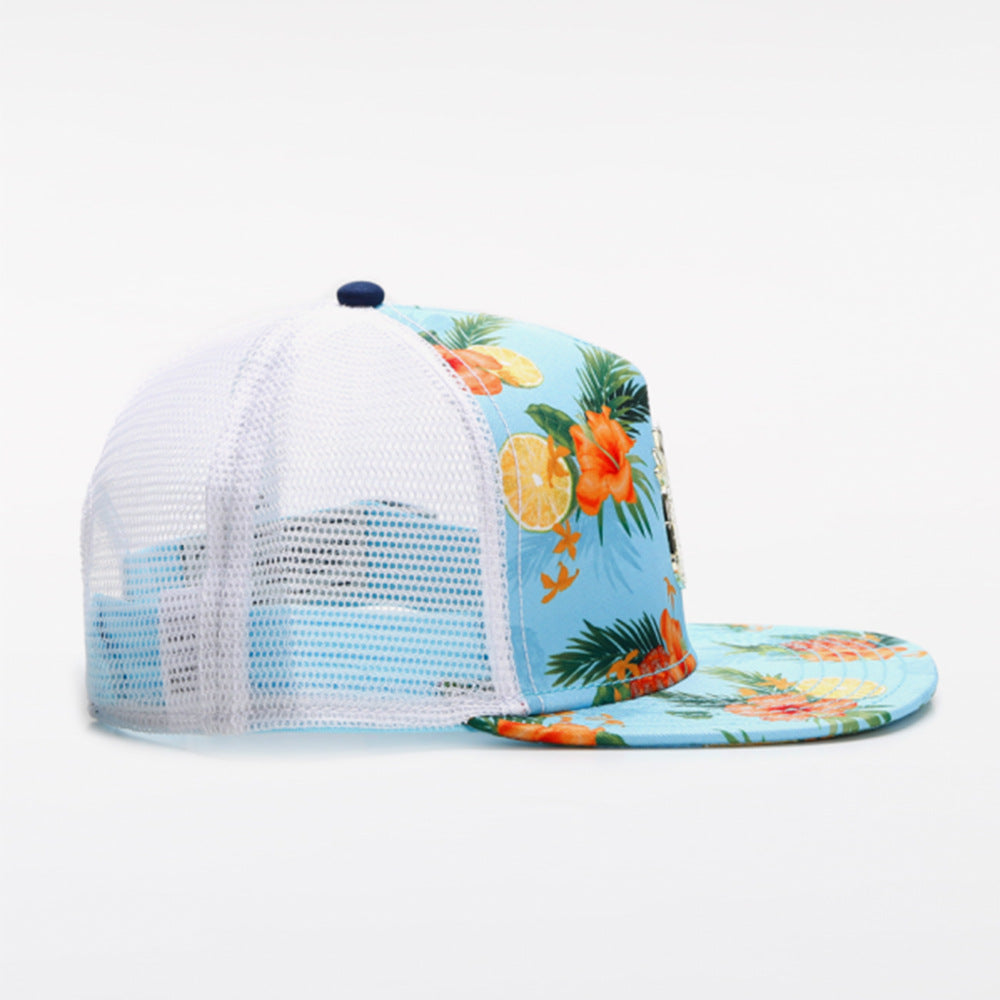 Trendy flat brimmed snapback hatssummer mesh sunshade
