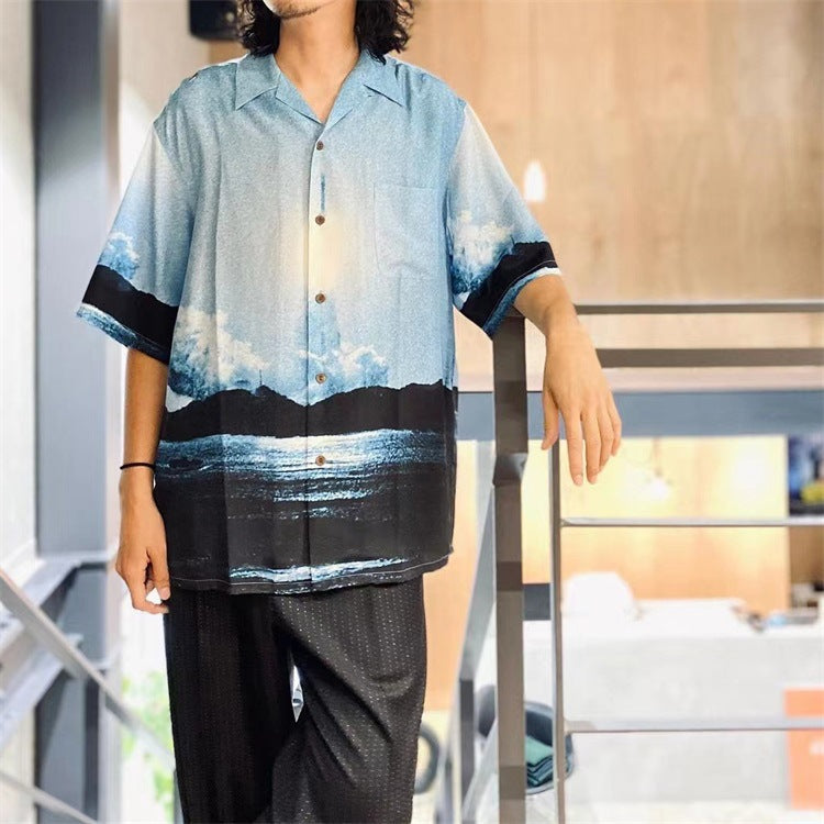 GUILTYPARTIES TIGER Shirts 23AW Kowajiro, 8th Anniversary Photography Hawaiian Short Sleeve Shirt Men
