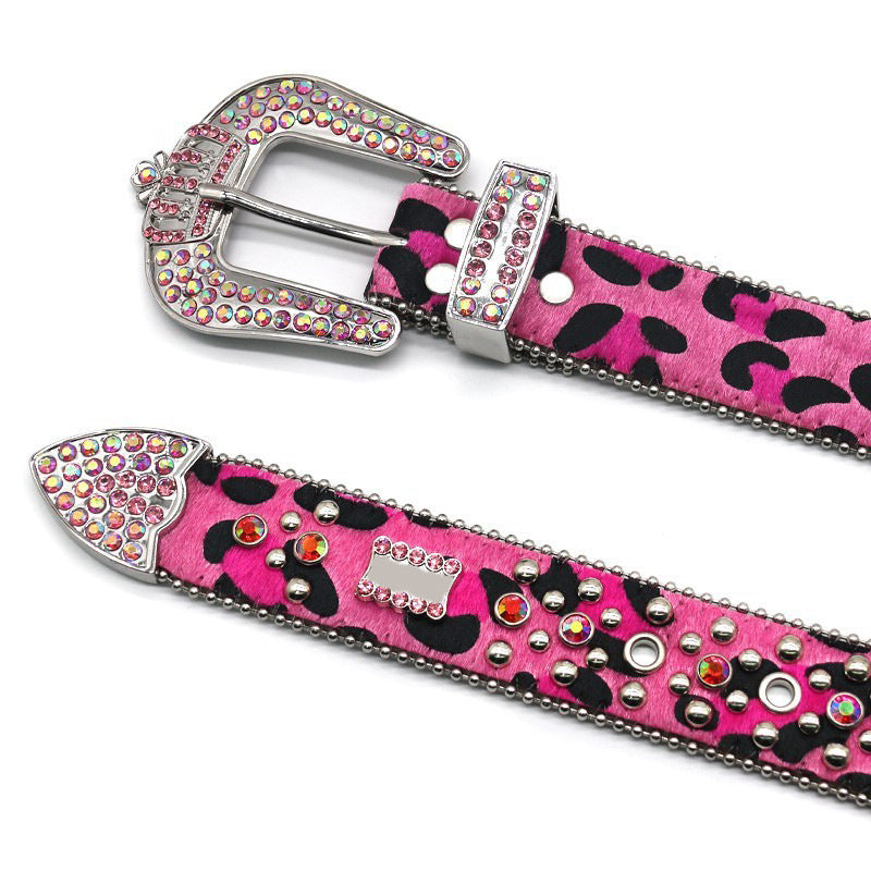 Hip-hop punk rhinestone belt crown full diamond punk style