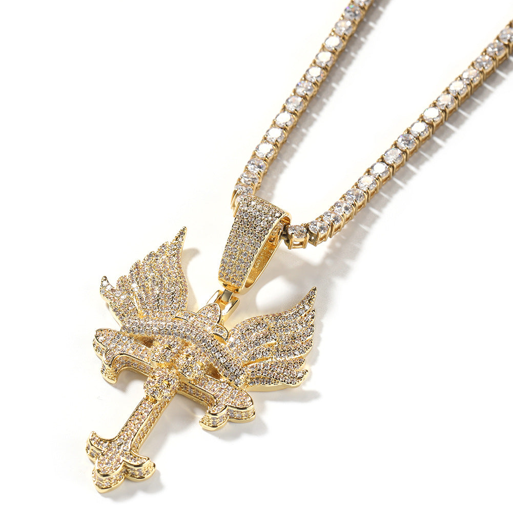 Jewelry Cross Necklace Angel Wings Couple Necklace Angel Pieces Egypt Pieces Jesus Pieces St. Valentine's