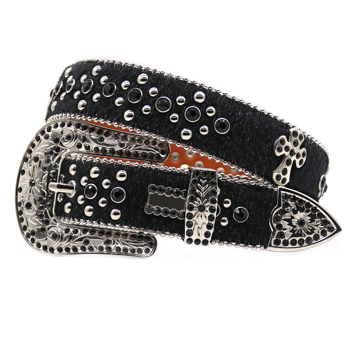 Hip-hop punk rhinestone belt y2k cross accessories