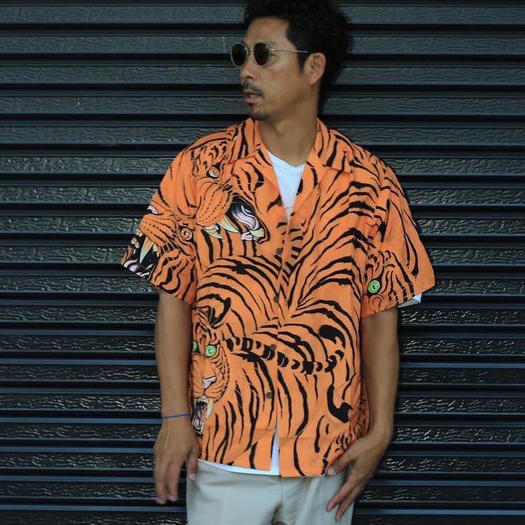 GUILTYPARTIES TIGER Shirts 22SS Cloud Tiger TIM LEHI Dragon Tiger Casual Short Sleeve Hawaiian Shirt Men and Women