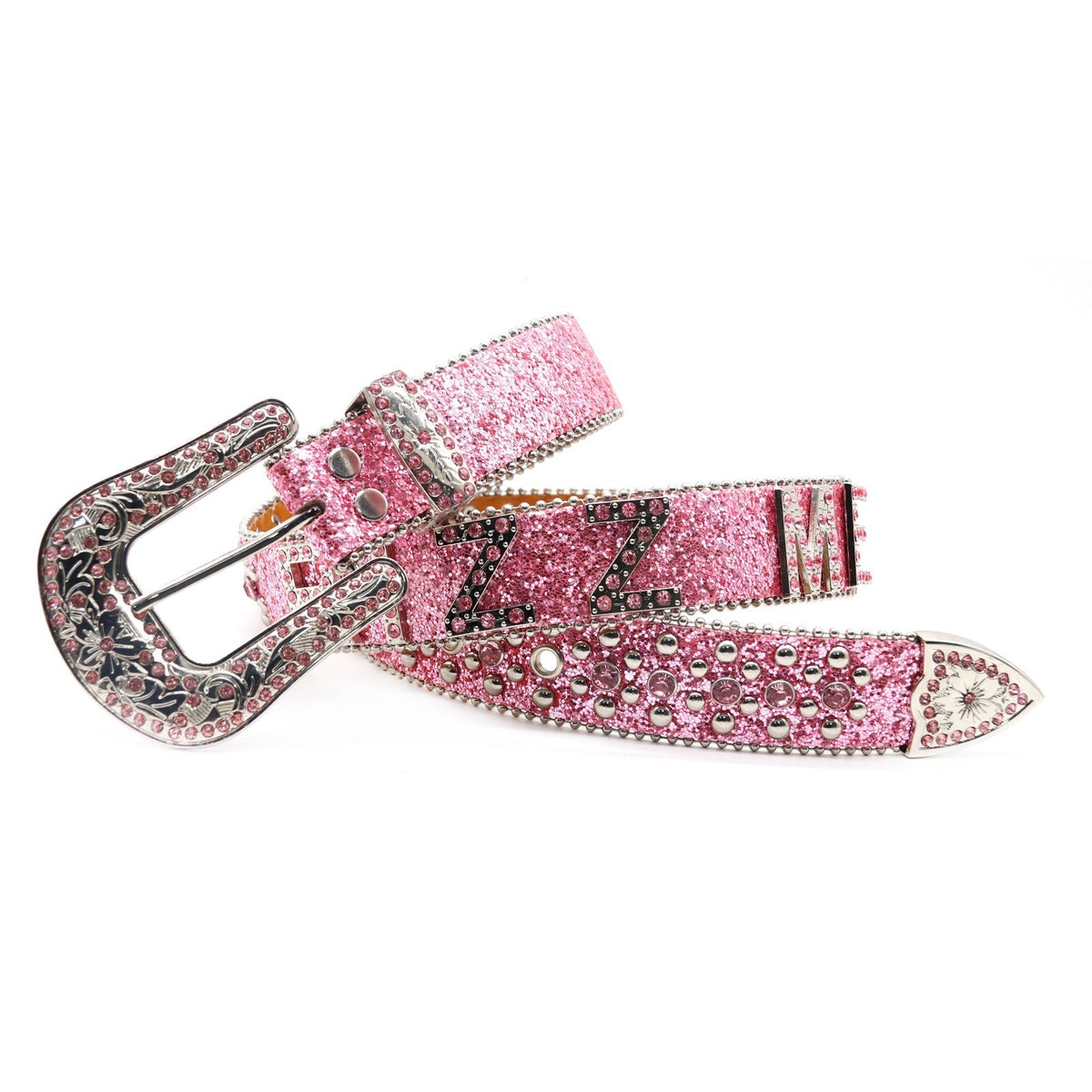 Hip-hop punk rhinestone belt with letter accessories