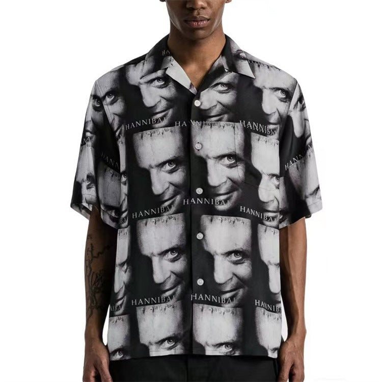 GUILTYPARTIES TIGER Shirts 22ss Exclusive Hannibal Movie Series Portrait Full Print Short Sleeve Shirt Men