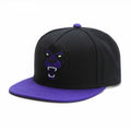 Trendy flat brimmed snapback hatscartoon purple leopard embroider summer
