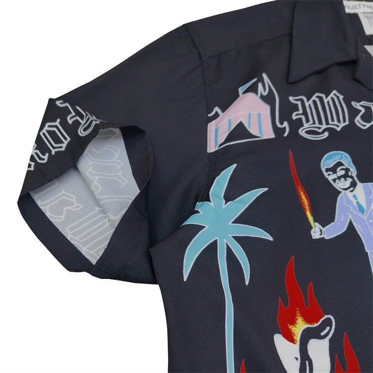 GUILTYPARTIES TIGER Shirts 24ss World Peace Series Theme, Hawaiian Short Sleeve Shirt Men