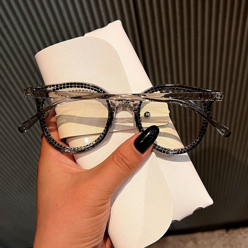 Trendy punk glasses diamond retro anti-blue light