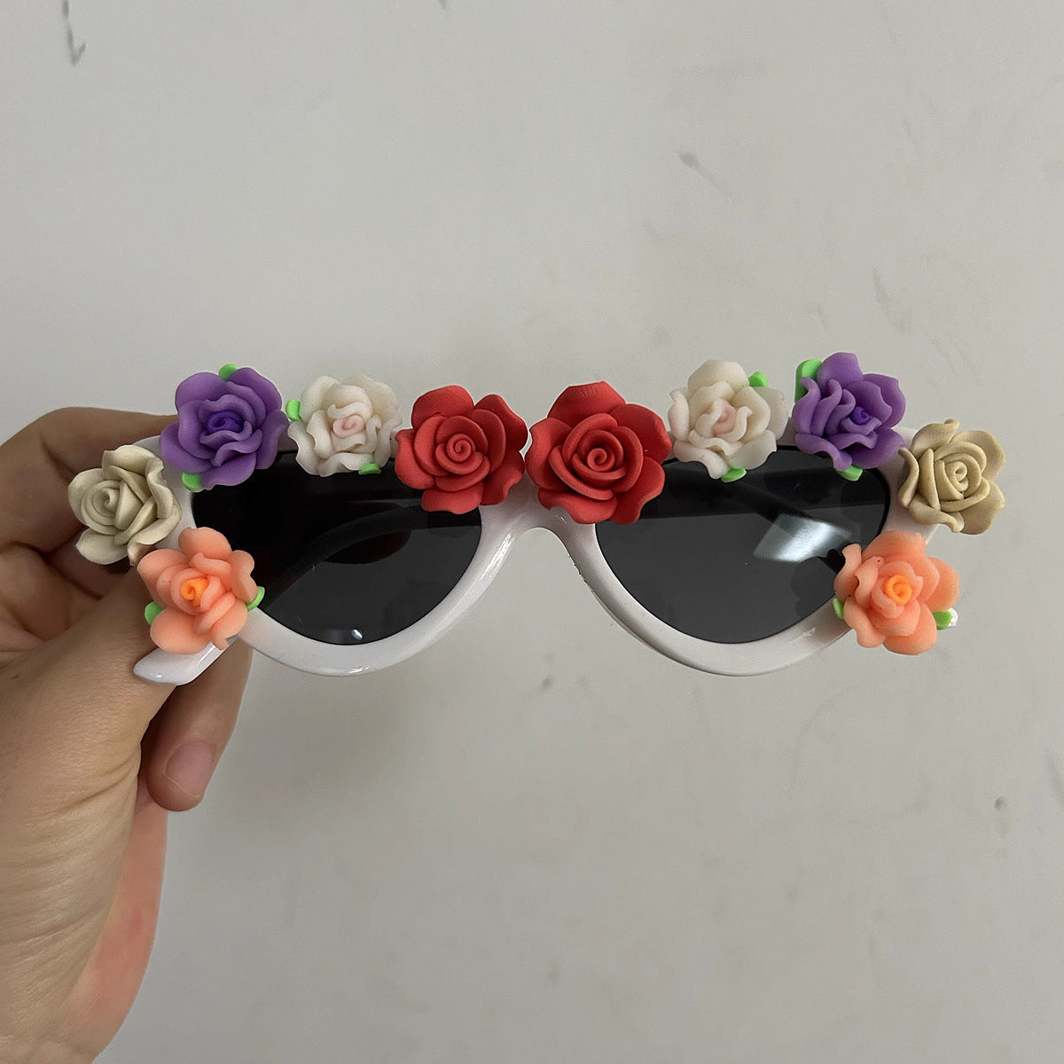 Trendy punk glasses rose cat eyes