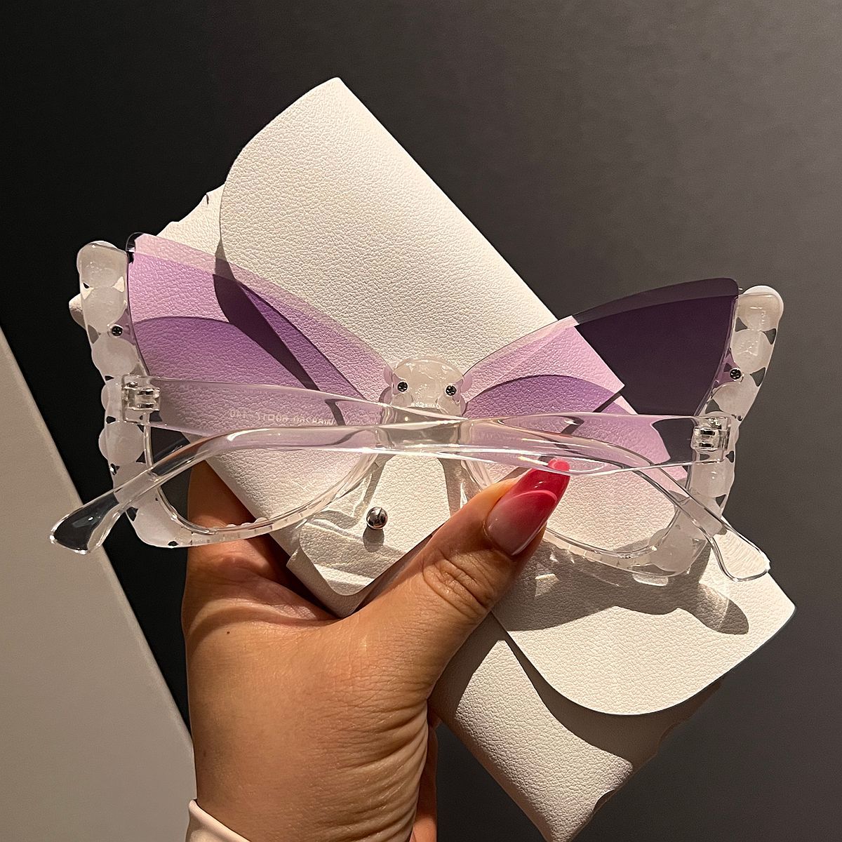 Trendy punk glasses retro pearl butterfly frame