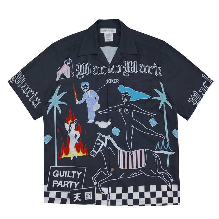 GUILTYPARTIES TIGER Shirts 24ss World Peace Series Theme, Hawaiian Short Sleeve Shirt Men