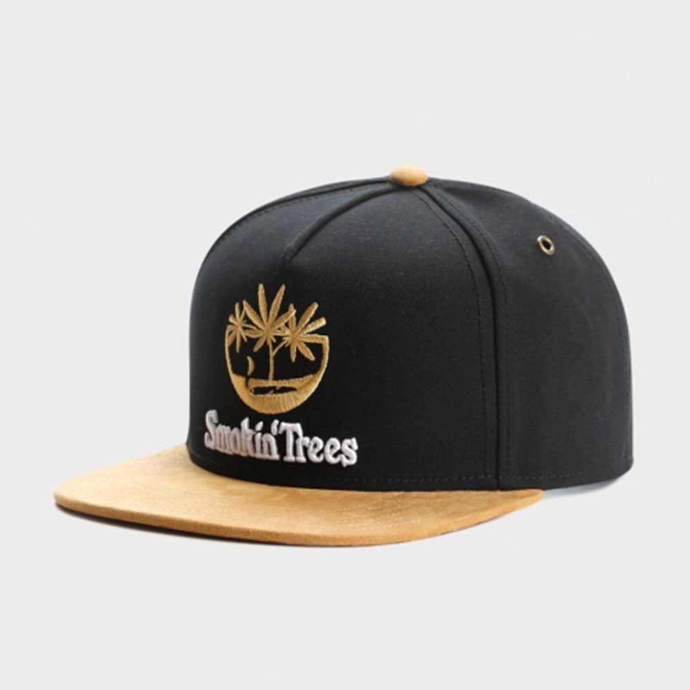 Trendy flat brimmed snapback hatssmokin' trees cap sunshade