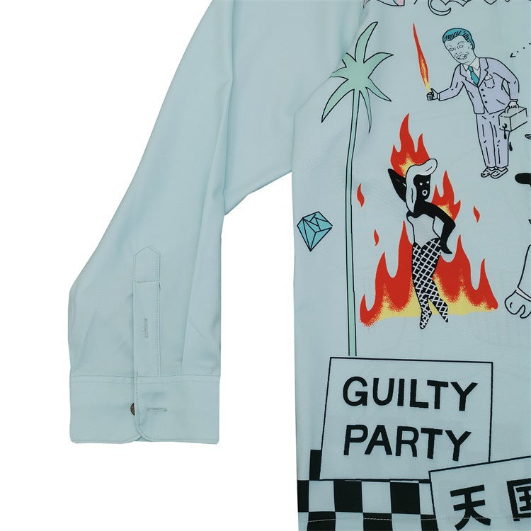 GUILTYPARTIES TIGER Long sleeved shirt World Peace series theme Hawaiian rayon long-sleeved shirt