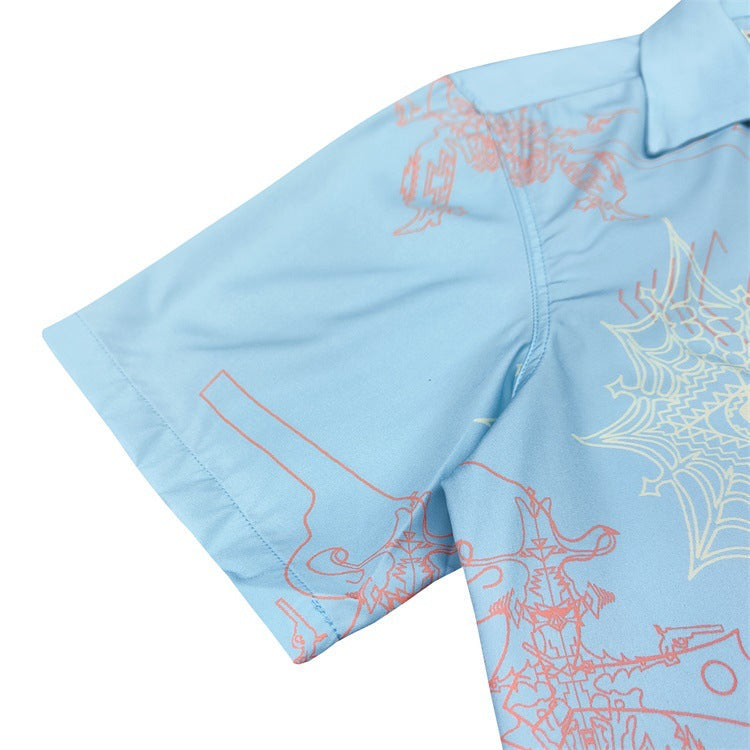 GUILTYPARTIES TIGER Shirts WOLF'S HEAD Spider Eyes, Hawaiian Short Sleeve Shirt Men