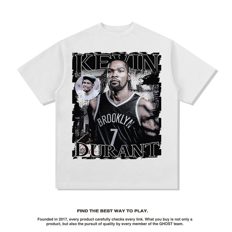 Nba T Shirt Nba Star Kevin Durant Short Sleeve T-shirt Fashion Brand Top High-quality pure cotton comfortable and trendy clothing
