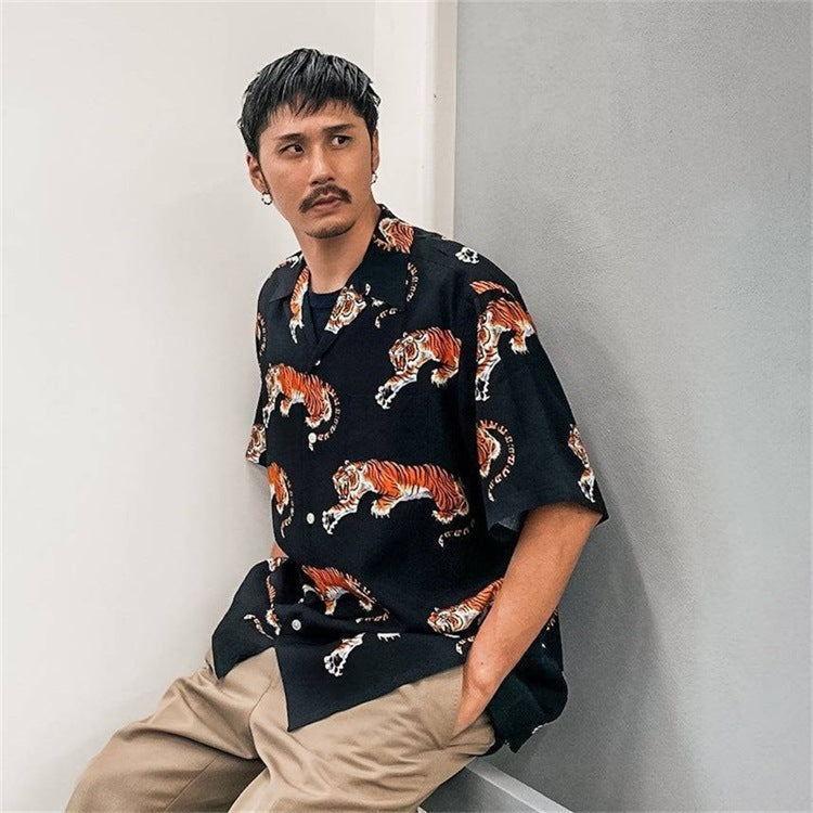 GUILTYPARTIES TIGER Shirts 22ss Limited TIM LEHI Downhill Tiger Hawaiian Short Sleeve Shirt Men's and Women's