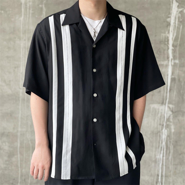 GUILTYPARTIES TIGER Shirts 23SS TWOTONE SHIRT Striped color-matching Hawaiian short-sleeved shirt
