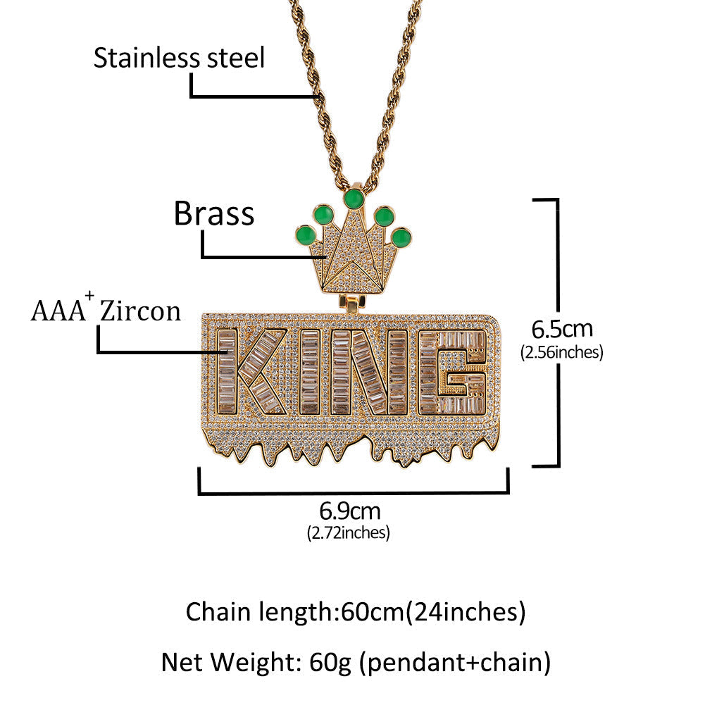 Jewelry KING Letter Pendant Necklace ins Hip Hop Night light Royalty