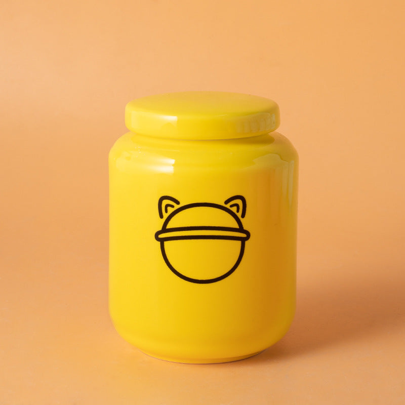 Pet Urn Dog Cat Ceramic Pet Memorial Jar Sealed with Lid Bone Jar Funeral Supplies