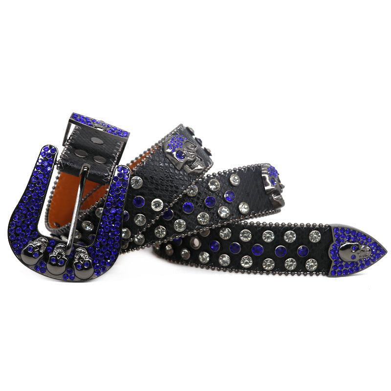 Hip-hop punk rhinestone belt skull punk dark style