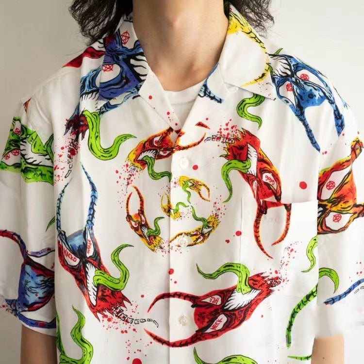 GUILTYPARTIES TIGER Shirts Anniversary Limited Ghost Graffiti Devil Angel Hawaiian Short Sleeve Shirt Men