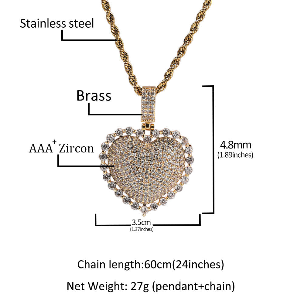 Jewelry Love Copper Zircon Pendant Round Zirconium Pendant Necklace Spectrum St. Valentine's Royalty