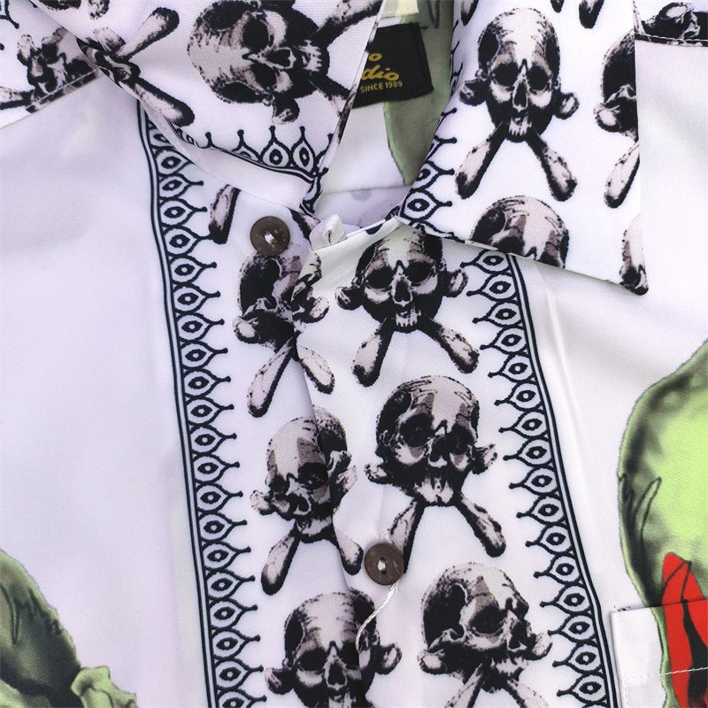 GUILTYPARTIES TIGER Shirts 22SS 56 TATTOO STUDIO Tattooed Skull, Short Sleeve Shirt